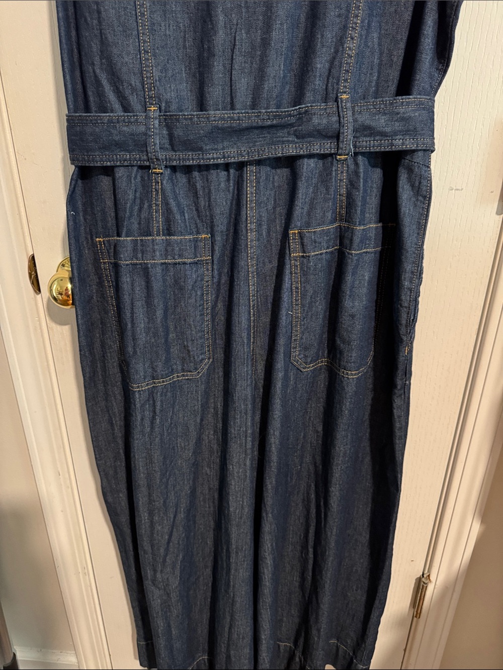 Free Assembly Denim Wide Leg Jumpsuit - Picture 6 of 8
